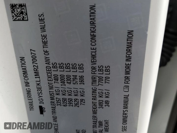 2021 Cadillac Escalade Sport z VIN 1GYS3EKL1MR270077, wystawiony jako Copart lot #74130854 z przebiegiem 21 584 mil mil oraz Szkoda całkowita • Salvage title. Historia ofert i sprzedaży dostępna na DreamBid. Obrazek 13.