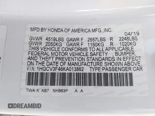 2019 Honda Accord EX with VIN 1HGCV3F46KA013862, listed as a IAAI auction lot 42621906 with 79,229 mi miles and . Bid and sale history available at DreamBid. Image 9.