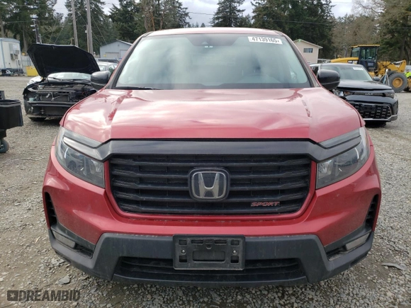 2021 Honda Ridgeline Sport with VIN 5FPYK3F13MB008011, listed as a Copart auction lot 47139165 with 21,945 mi miles and Salvage Title. Bid and sale history available at carsss.com. Image 5.
