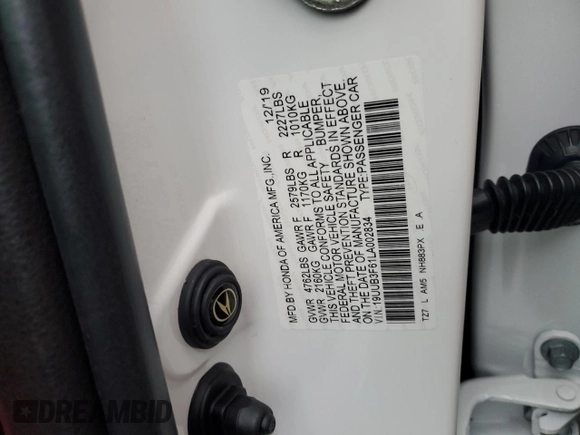 2020 Acura TLX w/A-Spec Pkg with VIN 19UUB3F61LA002834, listed as a Copart auction lot 88505845 with 66,285 mi miles and Salvage Title. Bid and sale history available at carsss.com. Image 14.