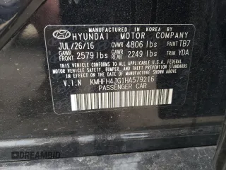 2017 Hyundai Azera Limited с VIN KMHFH4JG1HA579216, выставлен на аукционе Copart как лот 71684114 с пробегом 197 091 миль миль и На запчасти • Non repairable. История ставок и продаж доступна на DreamBid. Изображение 12.