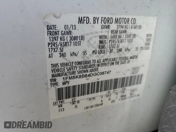 2013 Ford Explorer with VIN 1FM5K8B84DGC08747, listed as a Copart auction lot 48240385 with 221,261 mi miles and Clean Title. Bid and sale history available at carsss.com. Image 13.