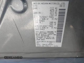 2015 Nissan Rogue SL with VIN 5N1AT2MV5FC926023, listed as a IAAI auction lot 41876812 with 120,736 mi miles and . Bid and sale history available at carsss.com. Image 9.