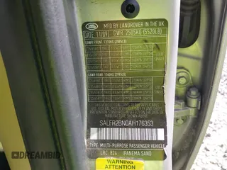 2010 Land Rover LR2 HSE with VIN SALFR2BN0AH176353, listed as a IAAI auction lot 42085842 with 210,379 mi miles and . Bid and sale history available at DreamBid. Image 9.