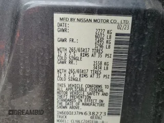 2023 Nissan Frontier SV z VIN 1N6ED1EJ7PN638273, wystawiony jako Copart lot #55826515 z przebiegiem Nie podano mil oraz Szkoda całkowita • Salvage title. Historia ofert i sprzedaży dostępna na DreamBid. Obrazek 12.