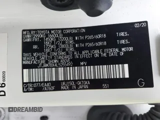 2020 Lexus GX 460 Premium z VIN JTJAM7BX4L5255492, wystawiony jako IAAI lot #41913425 z przebiegiem 33 684 mil mil oraz . Historia ofert i sprzedaży dostępna na DreamBid. Obrazek 9.