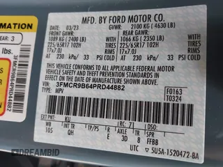 2023 Ford Bronco Sport Big Bend with VIN 3FMCR9B64PRD44882, listed as a IAAI auction lot 42074841 with 9,782 mi miles and . Bid and sale history available at DreamBid. Image 9.