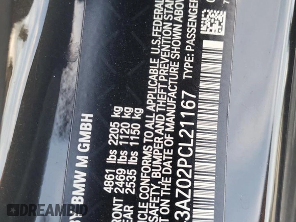 2023 BMW M4 Competition xDrive z VIN WBS43AZ02PCL21167, wystawiony jako Copart lot #50194395 z przebiegiem 34 506 mil mil oraz Szkoda całkowita • Salvage title. Historia ofert i sprzedaży dostępna na DreamBid. Obrazek 12.