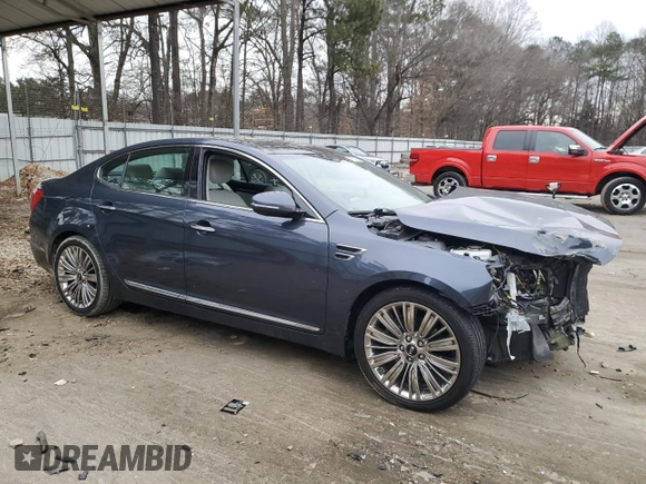 2015 Kia Cadenza Premium with VIN KNALN4D75F5187712, listed as a Copart auction lot 41878935 with 102,016 mi miles and Salvage Title. Bid and sale history available at carsss.com. Image 4.