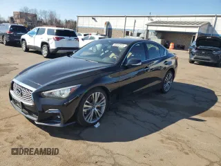 2022 Infiniti Q50 Sensory with VIN JN1EV7CR6NM342453, listed as a Copart auction lot 48263515 with 24,589 mi miles and Salvage title. Bid and sale history available at DreamBid. Image 1.