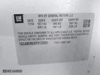 2015 Cadillac ATS Sedan Luxury RWD with VIN 1G6AB5RXXF0123831, listed as a IAAI auction lot 40754245 with 1 mi miles. Bid and sale history available at carsss.com. Image 9.