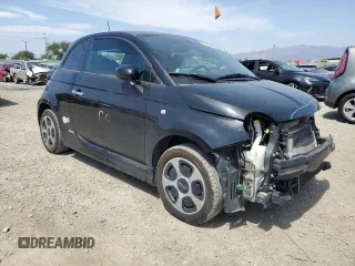 2017 FIAT 500e with VIN 3C3CFFGE5HT524117, listed as a Copart auction lot 58864585 with 65,393 mi miles and Salvage title. Bid and sale history available at DreamBid. Image 4.