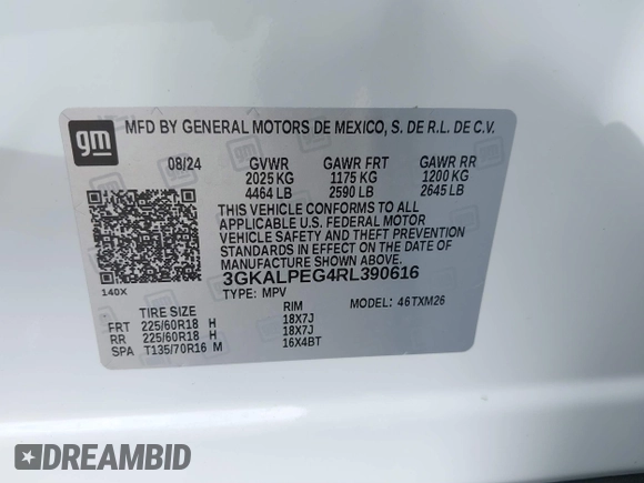 2024 GMC Terrain SLT с VIN 3GKALPEG4RL390616, выставлен на аукционе IAAI как лот 41509509 с пробегом 464 миль миль и . История ставок и продаж доступна на DreamBid. Изображение 9.