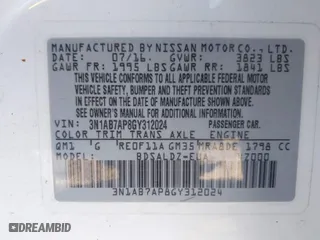 2016 Nissan Sentra SR with VIN 3N1AB7AP8GY312024, listed as a IAAI auction lot 41868729 with 72,308 mi miles. Bid and sale history available at carsss.com. Image 9.