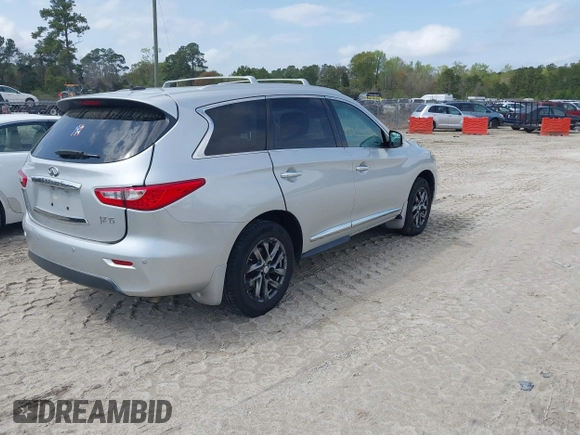 2013 Infiniti JX35 with VIN 5N1AL0MNXDC329872, listed as a IAAI auction lot 41937828 with 122,400 mi miles. Bid and sale history available at carsss.com. Image 4.