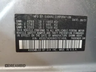 2022 Subaru Impreza Premium с VIN 4S3GTAD69N3701488, выставлен на аукционе Copart как лот 42356175 с пробегом 184 342 миль миль и На запчасти • Non repairable. История ставок и продаж доступна на DreamBid. Изображение 13.