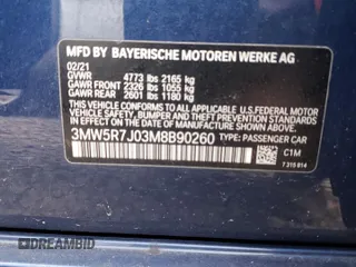 2021 BMW 3 Series 330i xDrive with VIN 3MW5R7J03M8B90260, listed as a Copart auction lot 52482935 with 31,373 mi miles and Salvage Title. Bid and sale history available at DreamBid. Image 12.