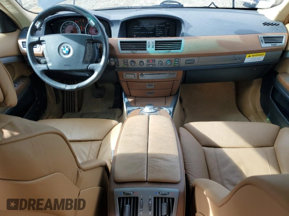 2003 BMW 7 Series 745i with VIN WBAGL63443DP62958, listed as a Copart auction lot 43346805 with 76,468 mi miles and Salvage title. Bid and sale history available at DreamBid. Image 8.
