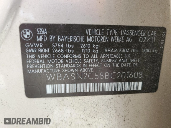 2011 BMW 5 Series 535i Gran Turismo with VIN WBASN2C58BC201608, listed as a Copart auction lot 79641314 with 158,981 mi miles and Salvage Title. Bid and sale history available at carsss.com. Image 15.