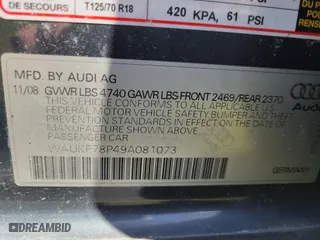 2009 Audi A3 S Line with VIN WAUKF78P49A081073, listed as a IAAI auction lot 42031922 with 211,051 mi miles. Bid and sale history available at carsss.com. Image 9.