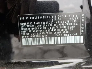 2017 Volkswagen Golf S z VIN 3VWH17AU6HM541294, wystawiony jako Copart lot #53648735 z przebiegiem 49 712 mil mil oraz Szkoda całkowita • Salvage title. Historia ofert i sprzedaży dostępna na DreamBid. Obrazek 12.