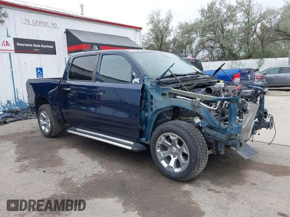 2019 Ram 1500 Big Horn/Lone Star with VIN 1C6SRFFT7KN663677, listed as a IAAI auction lot 40325088 with 77,035 mi miles. Bid and sale history available at carsss.com. Image 1.