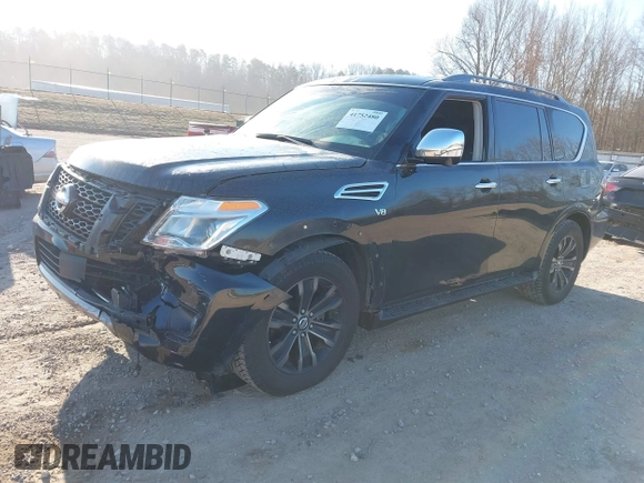 2019 Nissan Armada Platinum with VIN JN8AY2NE7K9758062, listed as a IAAI auction lot 41752480 with 122,252 mi miles. Bid and sale history available at carsss.com. Image 2.