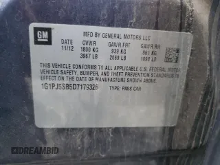 2013 Chevrolet Cruze ECO with VIN 1G1PJ5SB5D7179326, listed as a Copart auction lot 47084555 with 125,478 mi miles and Salvage Title. Bid and sale history available at carsss.com. Image 12.