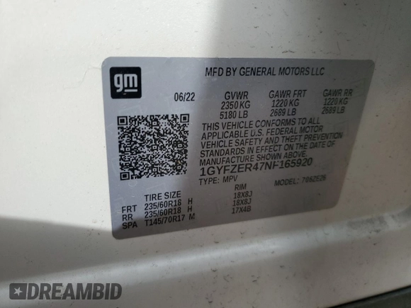 2022 Cadillac XT4 FWD Sport z VIN 1GYFZER47NF165920, wystawiony jako Copart lot #50389935 z przebiegiem 57 410 mil mil oraz Szkoda całkowita • Salvage title. Historia ofert i sprzedaży dostępna na DreamBid. Obrazek 12.
