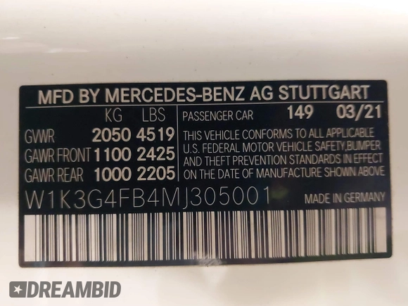 2021 Mercedes-Benz A 220 z VIN W1K3G4FB4MJ305001, wystawiony jako IAAI lot #41755631 z przebiegiem 74 322 mil mil oraz . Historia ofert i sprzedaży dostępna na DreamBid. Obrazek 9.