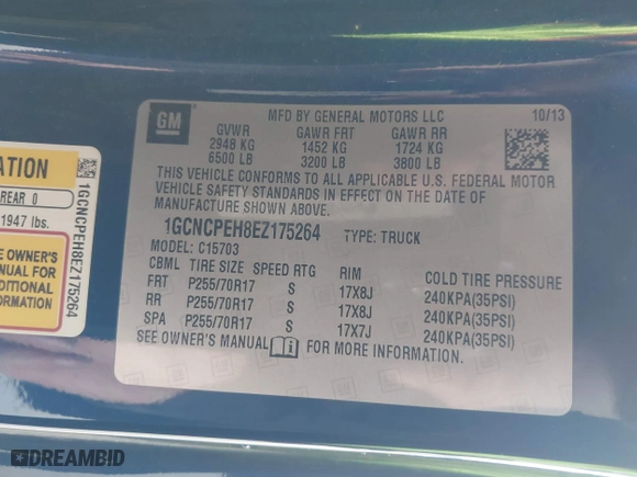2014 Chevrolet Silverado 1500 Work Truck with VIN 1GCNCPEH8EZ175264, listed as a IAAI auction lot 41902460 with 110,330 mi miles. Bid and sale history available at carsss.com. Image 9.