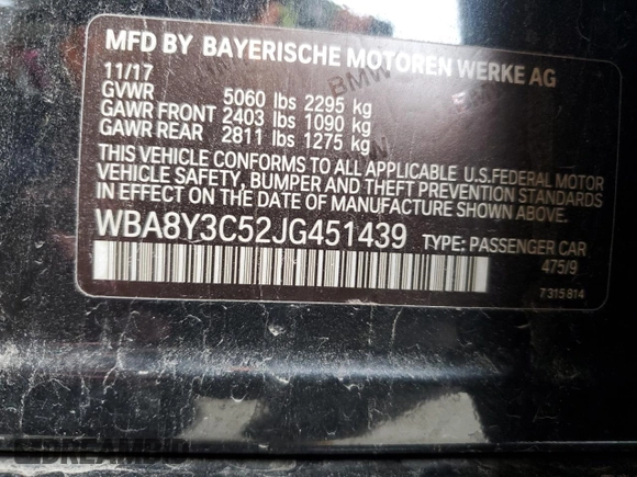 2018 BMW 3 Series 340i xDrive with VIN WBA8Y3C52JG451439, listed as a Copart auction lot 51140935 with Not Provided miles and Clean Title. Bid and sale history available at carsss.com. Image 13.