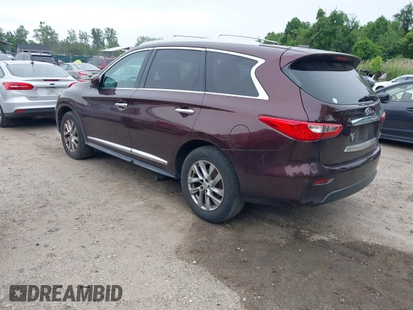 2013 Infiniti JX35 z VIN 5N1AL0MMXDC306339, wystawiony jako IAAI lot #42364060 z przebiegiem 237 711 mil mil oraz . Historia ofert i sprzedaży dostępna na DreamBid. Obrazek 3.