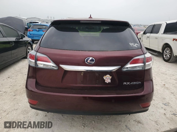 2013 Lexus RX 450h with VIN JTJZB1BA6D2413240, listed as a Copart auction lot 51524795 with 111,350 mi miles and Salvage title. Bid and sale history available at DreamBid. Image 6.