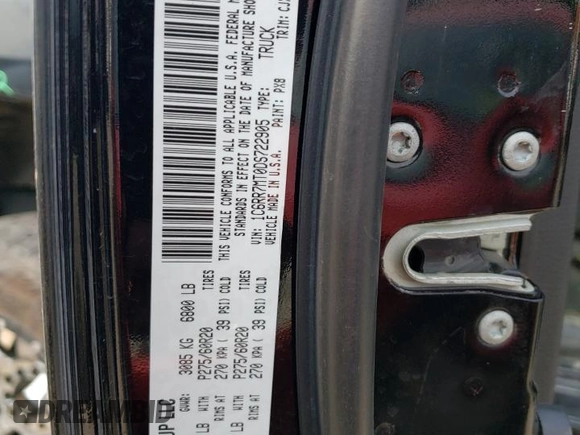 2013 Ram 1500 Sport с VIN 1C6RR7MT0DS722905, выставлен на аукционе Copart как лот 56303593 с пробегом 206 262 миль миль и Списание • Salvage title. История ставок и продаж доступна на DreamBid. Изображение 14.
