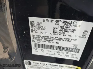 2013 Ford F-150 XL with VIN 1FTFW1ET0DFE01438, listed as a IAAI auction lot 41429042 with 183,757 mi miles. Bid and sale history available at carsss.com. Image 9.
