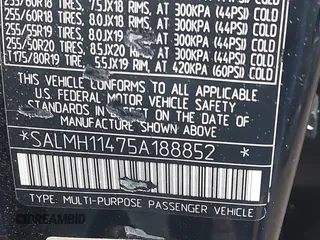 2005 Land Rover Range Rover with VIN SALMH11475A188852, listed as a IAAI auction lot 41351979 with Not Provided miles and . Bid and sale history available at DreamBid. Image 9.