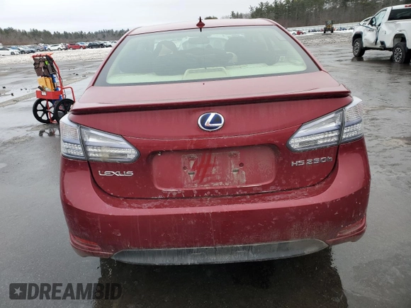 2010 Lexus HS 250h with VIN JTHBB1BA5A2005360, listed as a Copart auction lot 86169494 with Not Provided miles and Salvage Title. Bid and sale history available at DreamBid. Image 6.