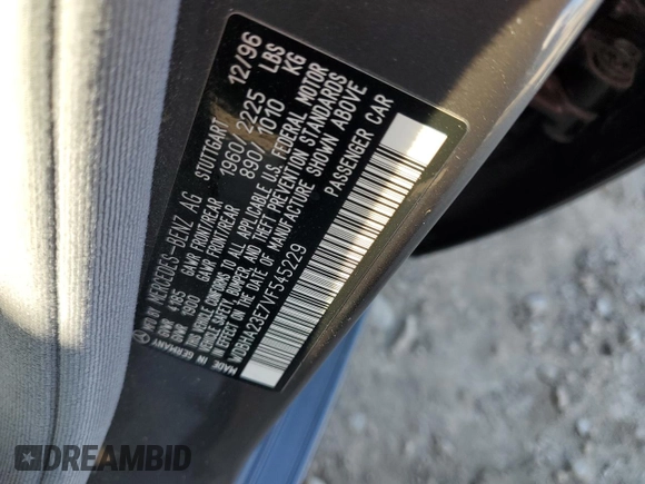1997 Mercedes-Benz C with VIN WDBHA23E7VF545229, listed as a Copart auction lot 43518335 with 153,158 mi miles and Salvage title. Bid and sale history available at DreamBid. Image 12.