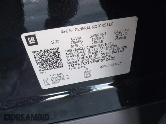2021 Cadillac XT4 FWD Premium Luxury with VIN 1GYFZCR43MF052422, listed as a IAAI auction lot 41985859 with 25,112 mi miles. Bid and sale history available at carsss.com. Image 9.