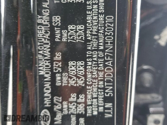 2022 Hyundai Santa Cruz SEL Premium z VIN 5NTJDDAF7NH030210, wystawiony jako Copart lot #87160234 z przebiegiem 18 225 mil mil oraz Szkoda całkowita • Salvage title. Historia ofert i sprzedaży dostępna na DreamBid. Obrazek 12.