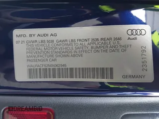 2021 Audi A5 Sportback S line Premium Plus with VIN WAUFACF52MA062945, listed as a IAAI auction lot 41808108 with 68,737 mi miles. Bid and sale history available at carsss.com. Image 9.