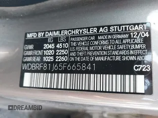 2005 Mercedes-Benz C 240 with VIN WDBRF81J65F665841, listed as a IAAI auction lot 42464482 with 272,398 mi miles and . Bid and sale history available at DreamBid. Image 9.