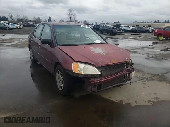 2002 Honda Civic LX with VIN 2HGES15502H558280, listed as a Copart auction lot 43611285 with 164,284 mi miles and Salvage Title. Bid and sale history available at DreamBid. Image 11.