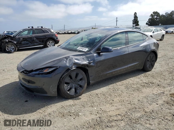 2025 Tesla Model 3 Long Range z VIN 5YJ3E1EA2SF988697, wystawiony jako Copart lot #56584815 z przebiegiem 4 664 mil mil oraz Szkoda całkowita • Salvage title. Historia ofert i sprzedaży dostępna na DreamBid. Obrazek 1.