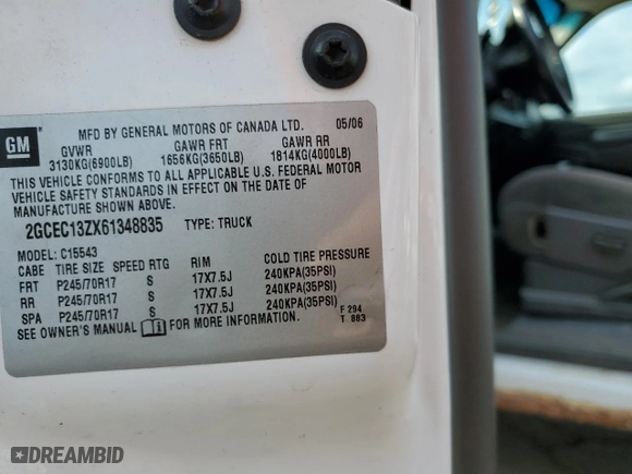 2006 Chevrolet Silverado 1500 LT3 with VIN 2GCEC13ZX61348835, listed as a Copart auction lot 79391894 with 0 mi miles and Clean Title. Bid and sale history available at carsss.com. Image 12.