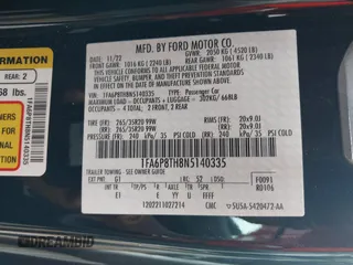 2022 Ford Mustang EcoBoost with VIN 1FA6P8TH8N5140335, listed as a IAAI auction lot 42507630 with 9,724 mi miles and . Bid and sale history available at DreamBid. Image 9.
