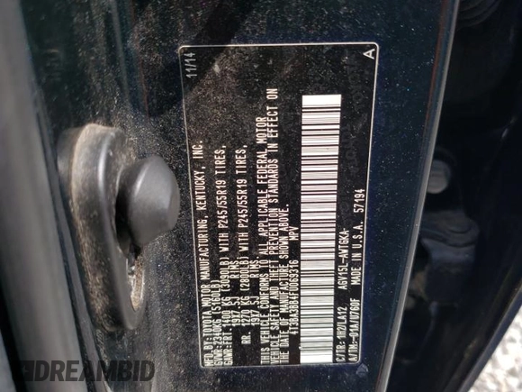 2015 Toyota Venza LE with VIN 4T3BA3BB4FU069316, listed as a Copart auction lot 65186615 with 181,622 mi miles and Clean title. Bid and sale history available at DreamBid. Image 13.