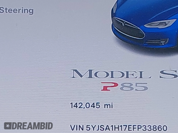 2014 Tesla Model S 60 z VIN 5YJSA1H17EFP33860, wystawiony jako IAAI lot #42471432 z przebiegiem 142 045 mil mil oraz . Historia ofert i sprzedaży dostępna na DreamBid. Obrazek 16.