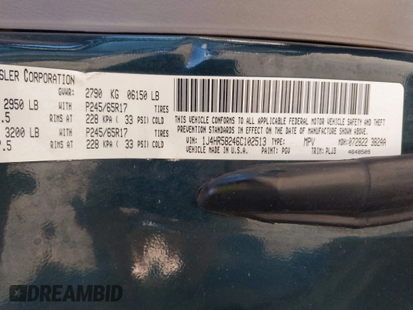 2006 Jeep Grand Cherokee Limited с VIN 1J4HR58246C102513, выставлен на аукционе IAAI как лот 42551293 с пробегом 120 985 миль миль и . История ставок и продаж доступна на DreamBid. Изображение 9.